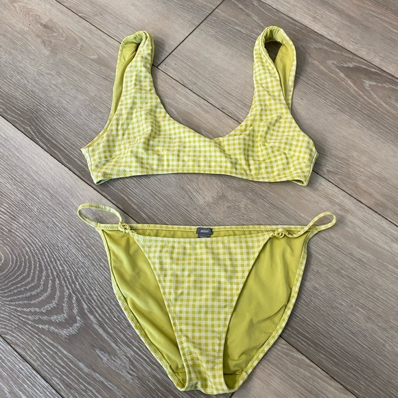 aerie Other - Aerie yellow/green and white checkered bikini set